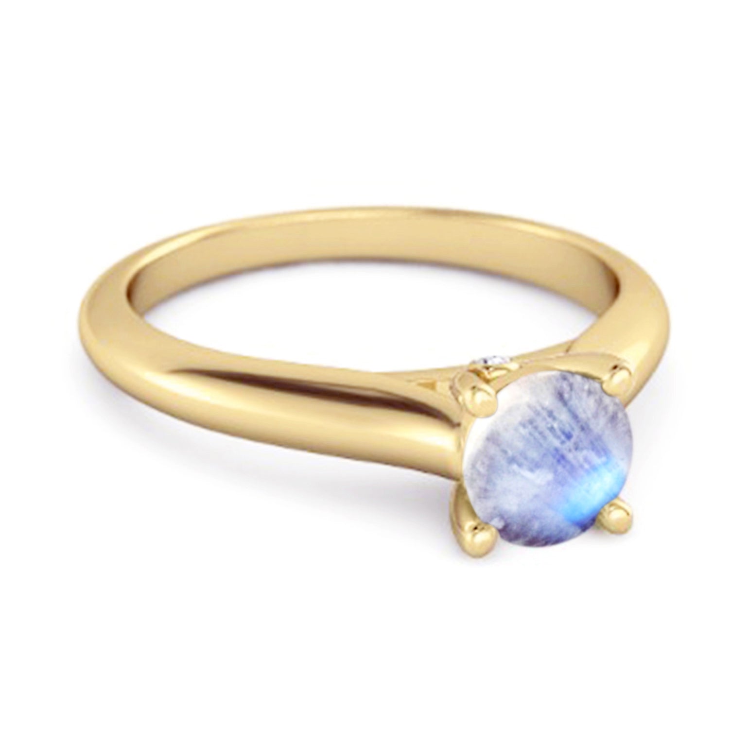 Moonstone Round Solitaire Ring – Sterling Silver