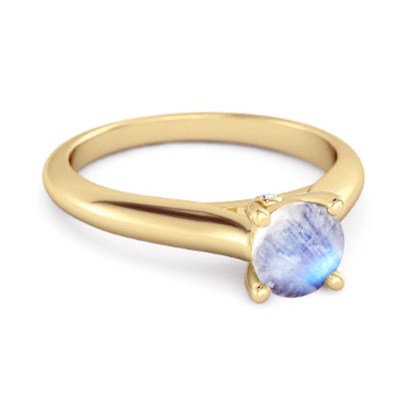 0.25 Ctw Moonstone Solitaire 925 Silver Delaney Ring