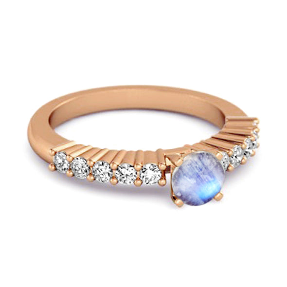 Solitaire Accents 0.10 Ctw Moonstone 925 Silver Bridal Ring