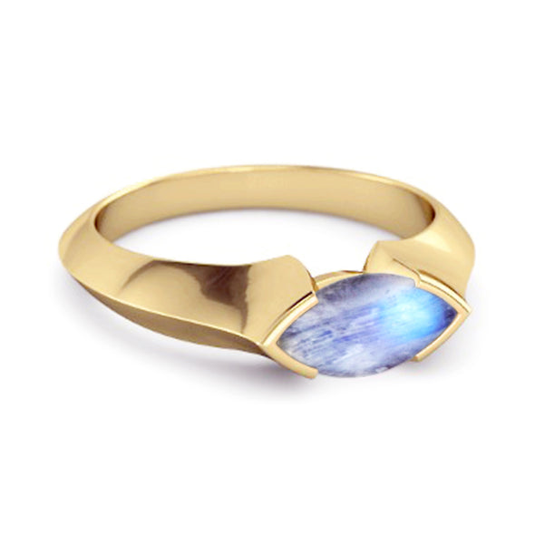 0.25 Ctw Marquise Moonstone 925 Sterling Silver Engagement Ring