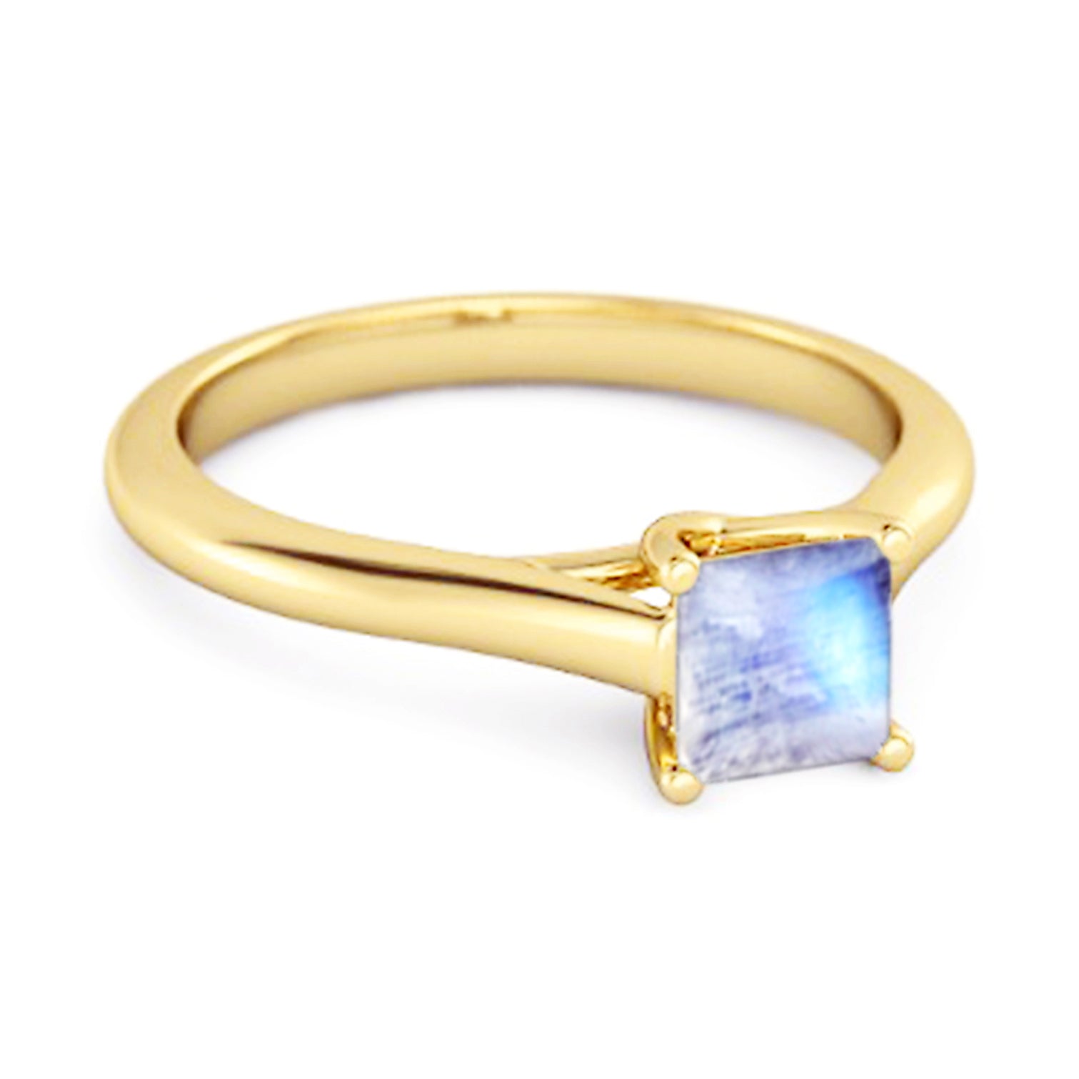 Anello con promessa in argento sterling 925 con pietra di luna taglio quadrato solitario