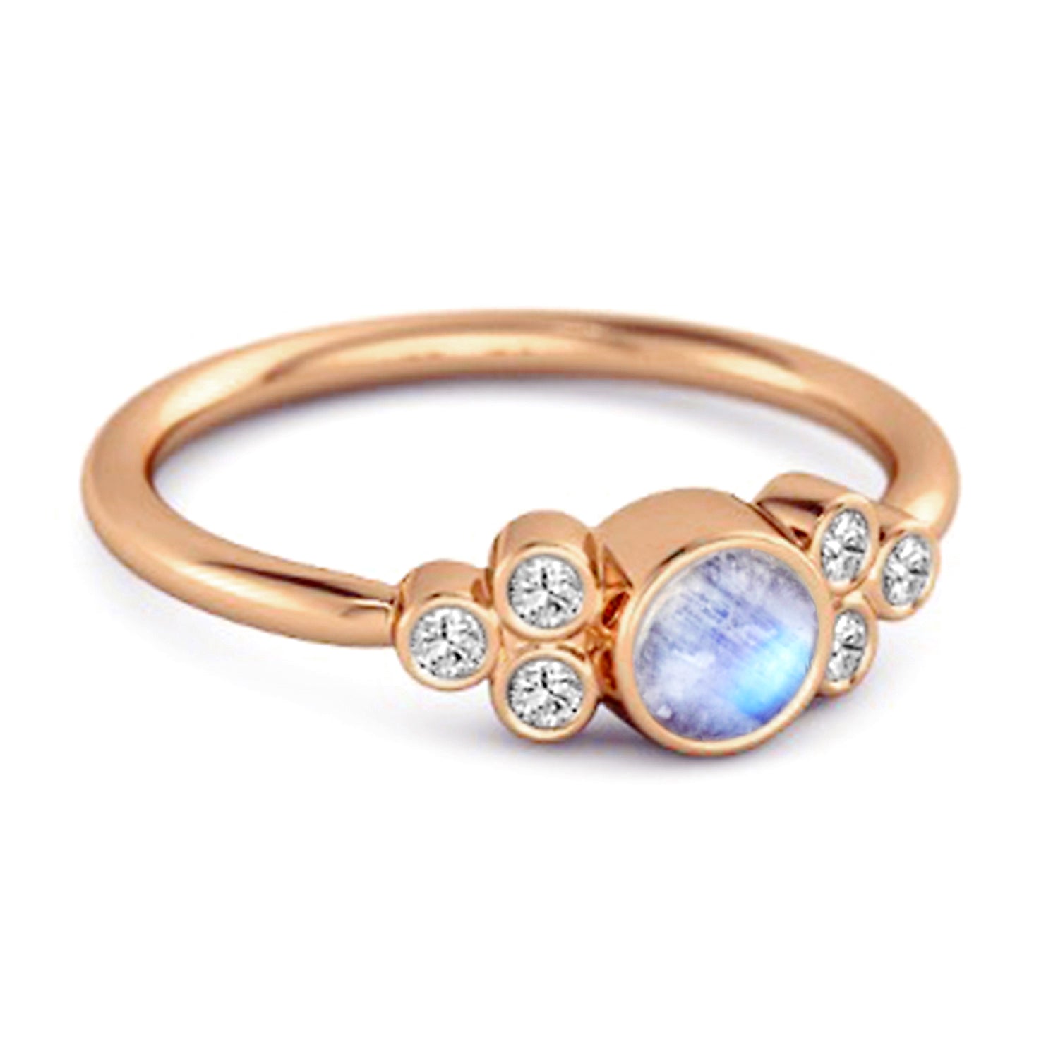 Bezel Set Moonstone 925 Sterling Silver Boho Ring