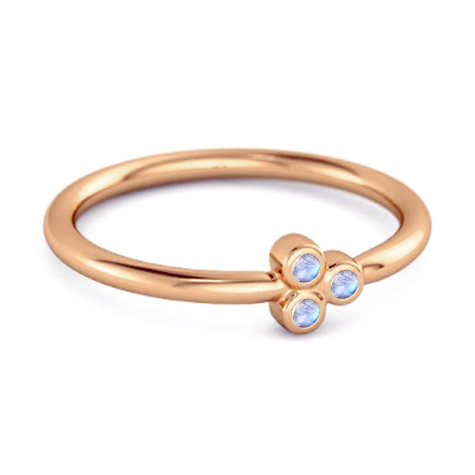 Moonstone Triple Bezel Cluster Ring - Sterling Silver