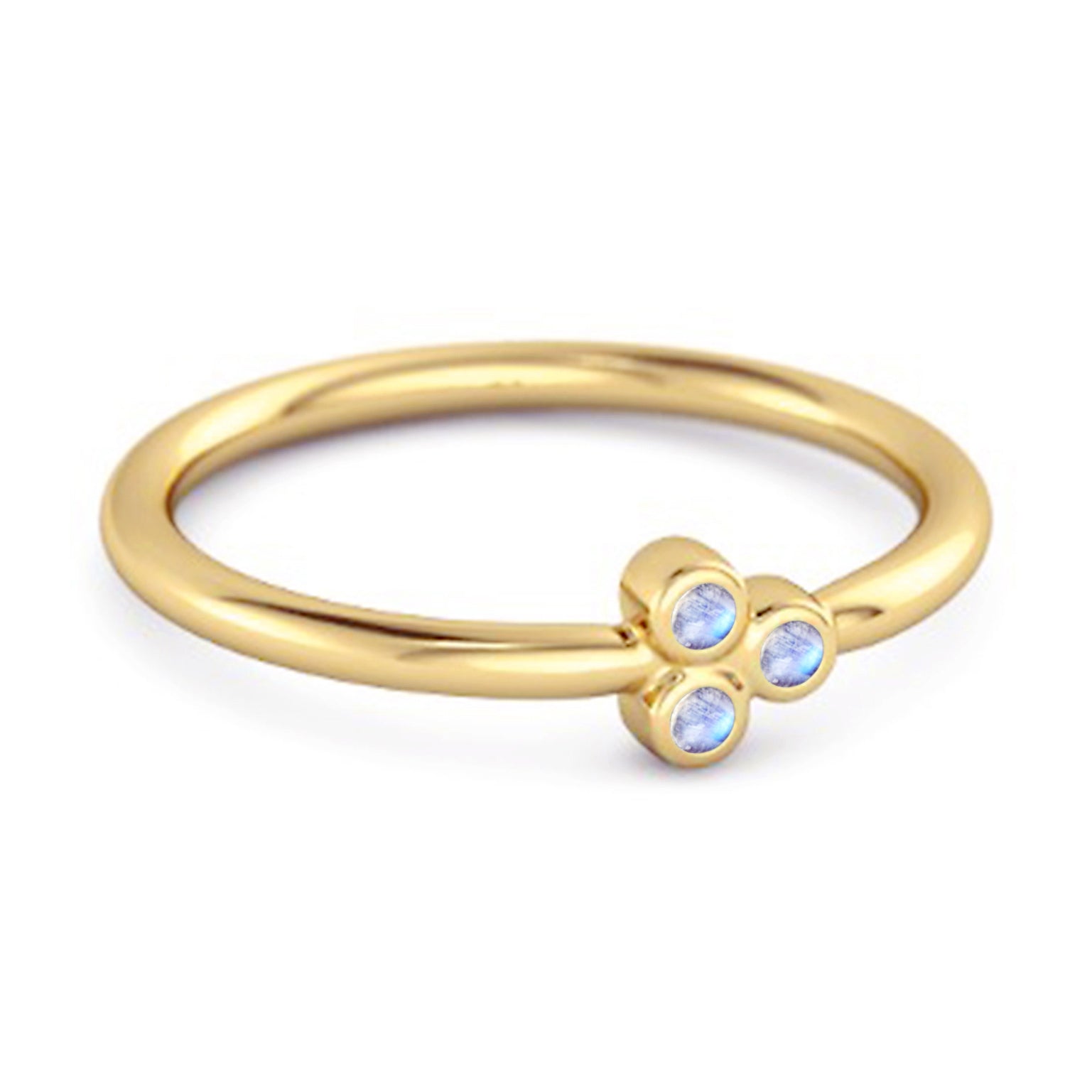 Moonstone Triple Bezel Cluster Ring - Sterling Silver