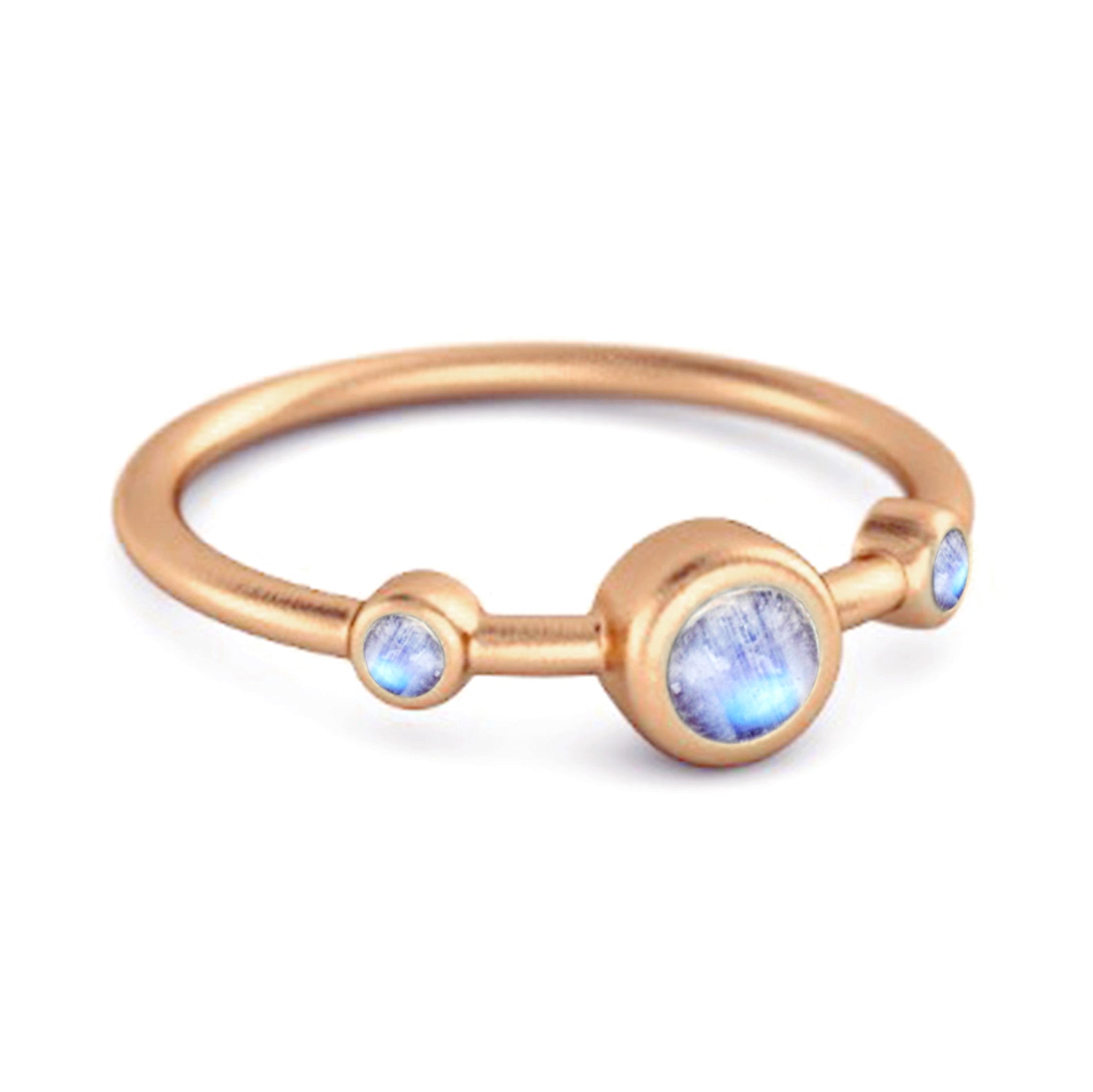 Monstone Triple Bezel-Set Ring - Sterling Silver