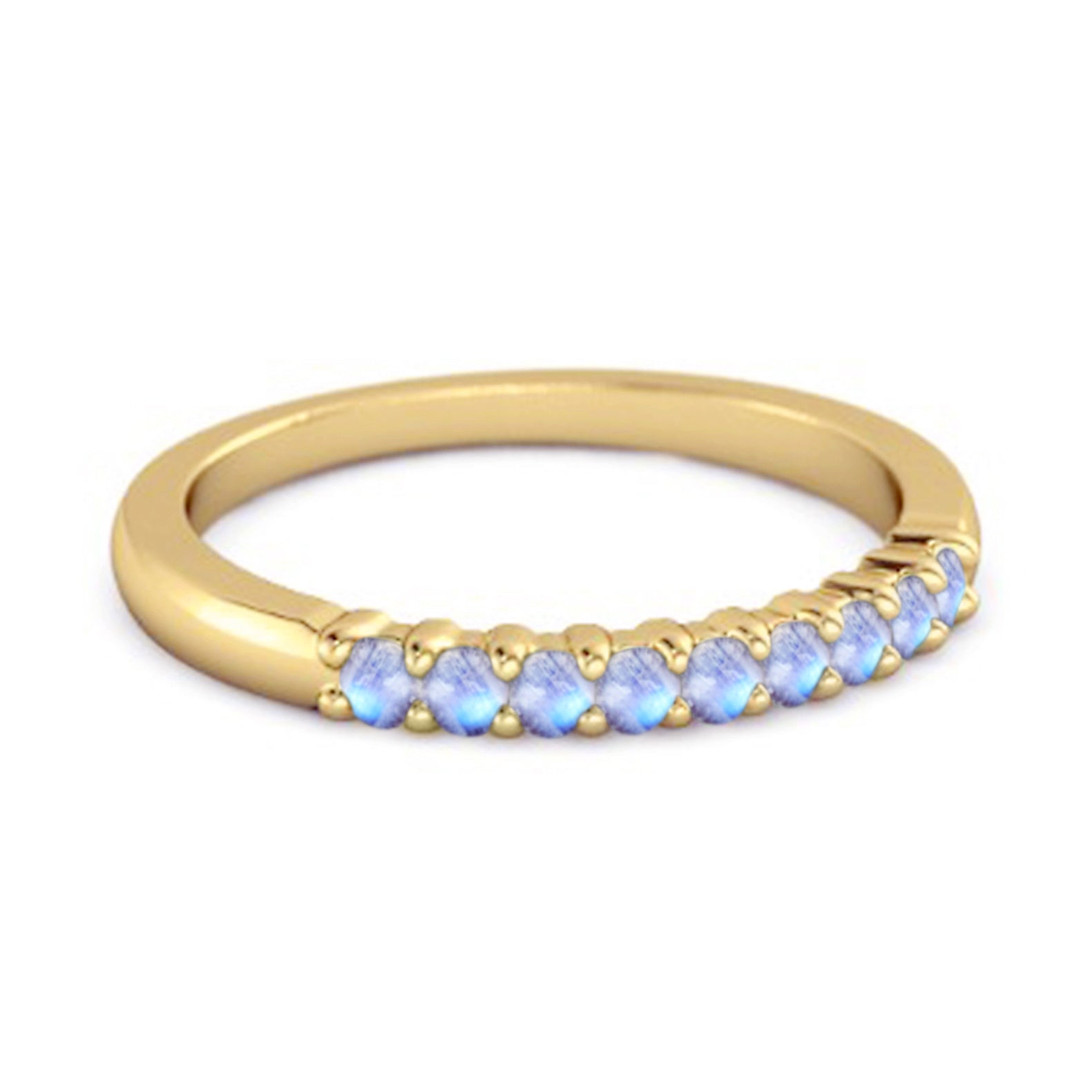 Moonstone Round Half Eternity Ring – Sterling Silver