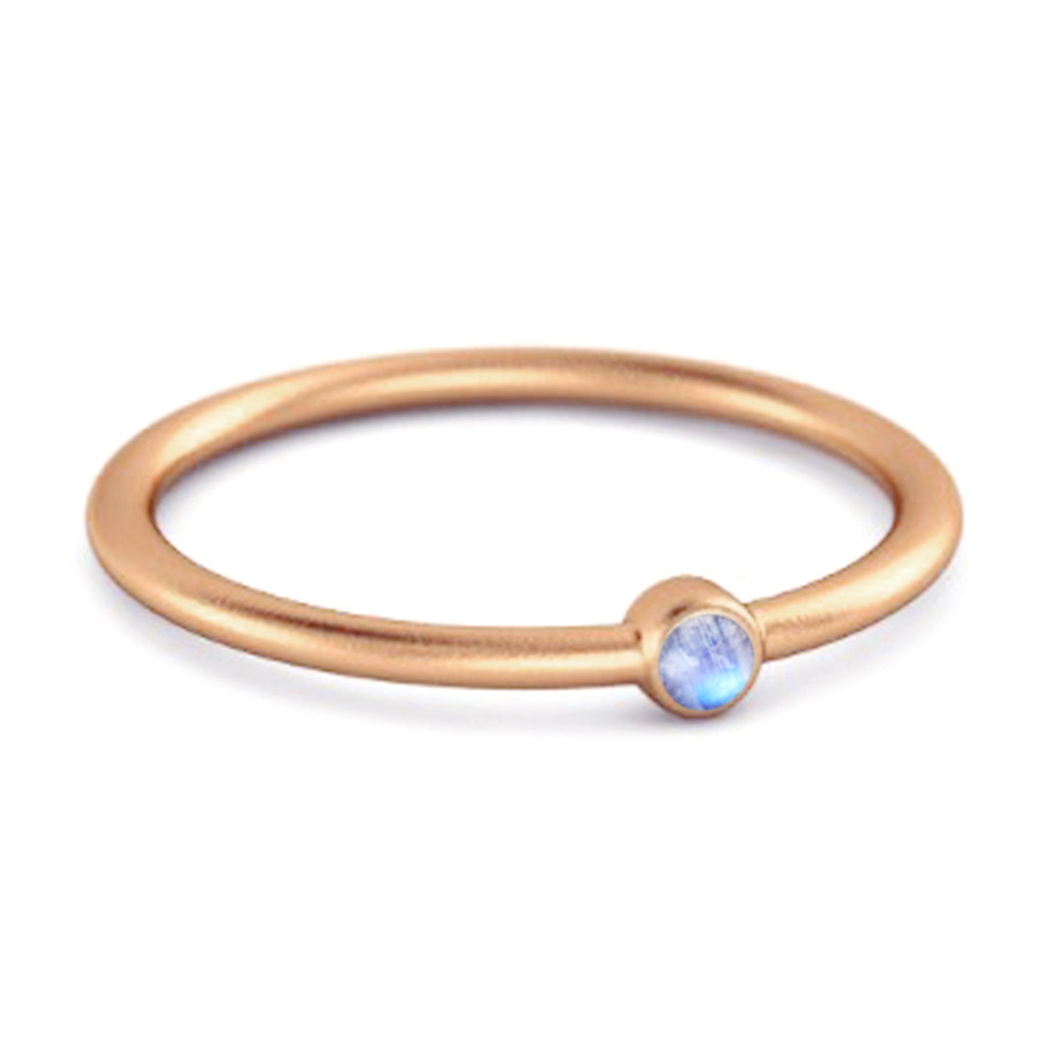 Anello solitario impilabile in argento sterling 925 con pietra di luna da 0,1 ct