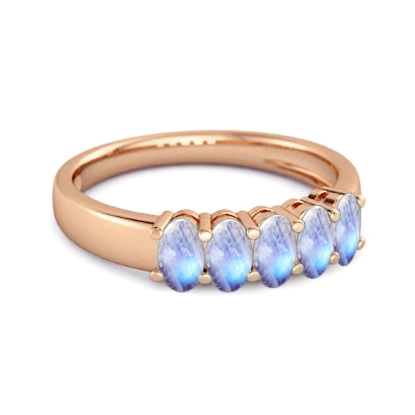 Moonstone Oval Five-Stone Ring - Sterling Silver