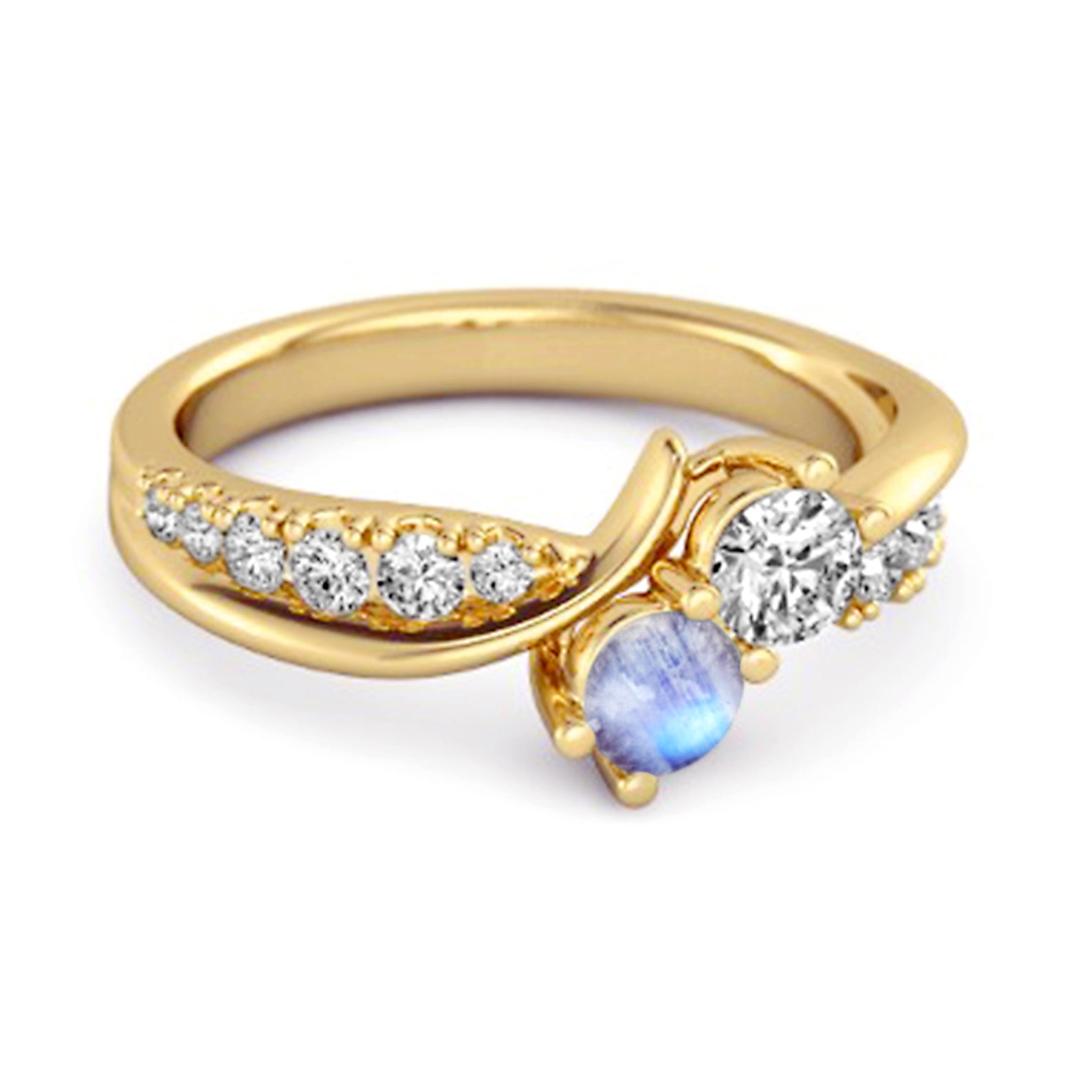 Moonstone Twin Stone Pavé Ring - Sterling Silver
