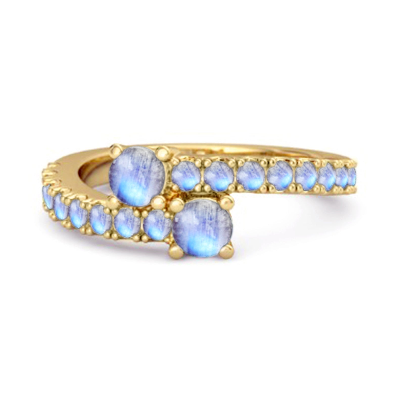 Moonstone Twin Stone Pavé Bypass Ring - Sterling Silver