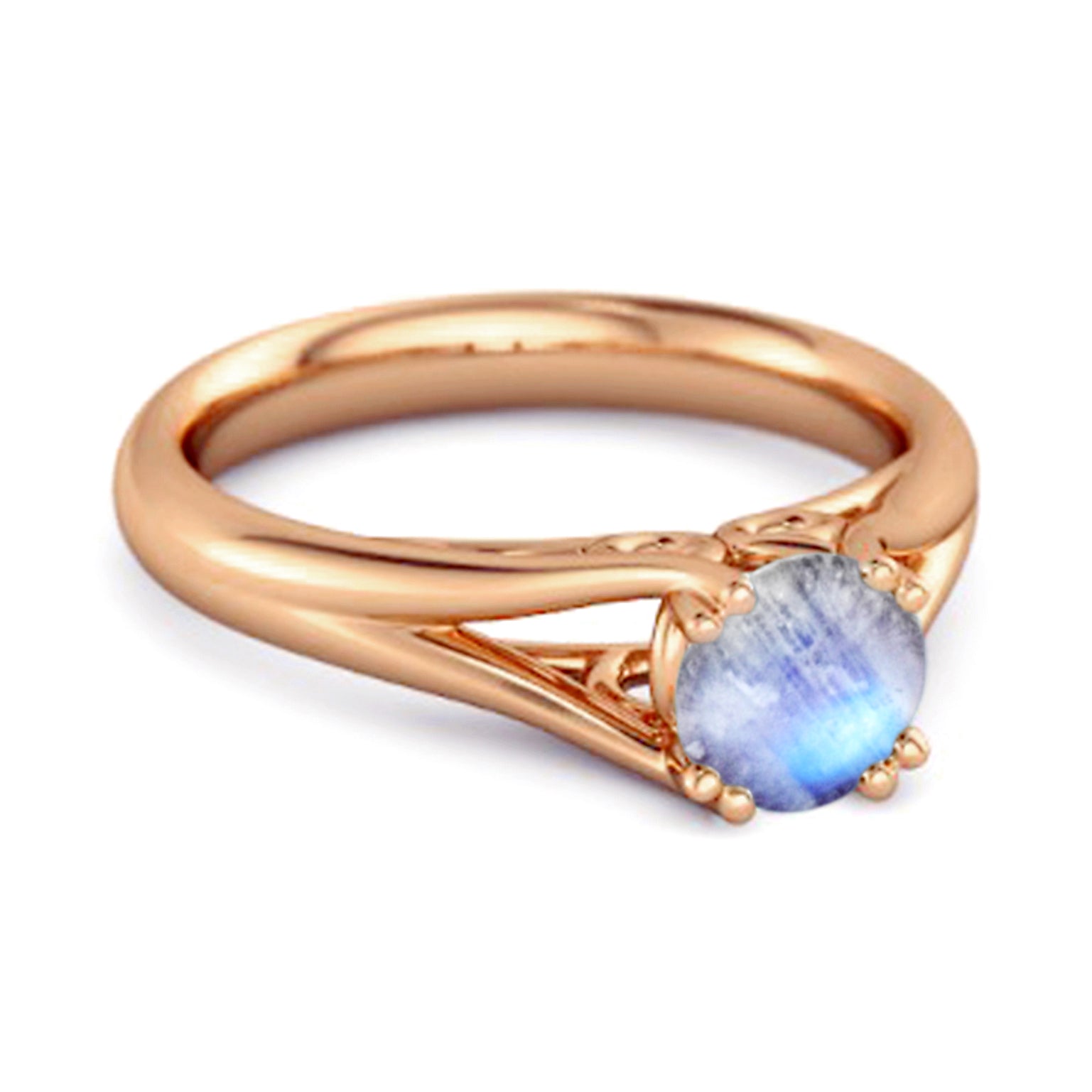 Moonstone Elegant Bypass Solitaire Ring - Sterling Silver