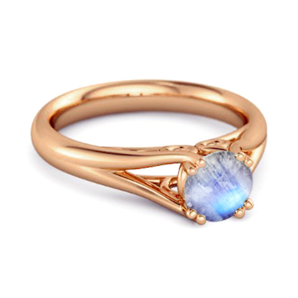 Solitaire 0.25 Ctw Round Moonstone 925 Sterling Silver Split Ring