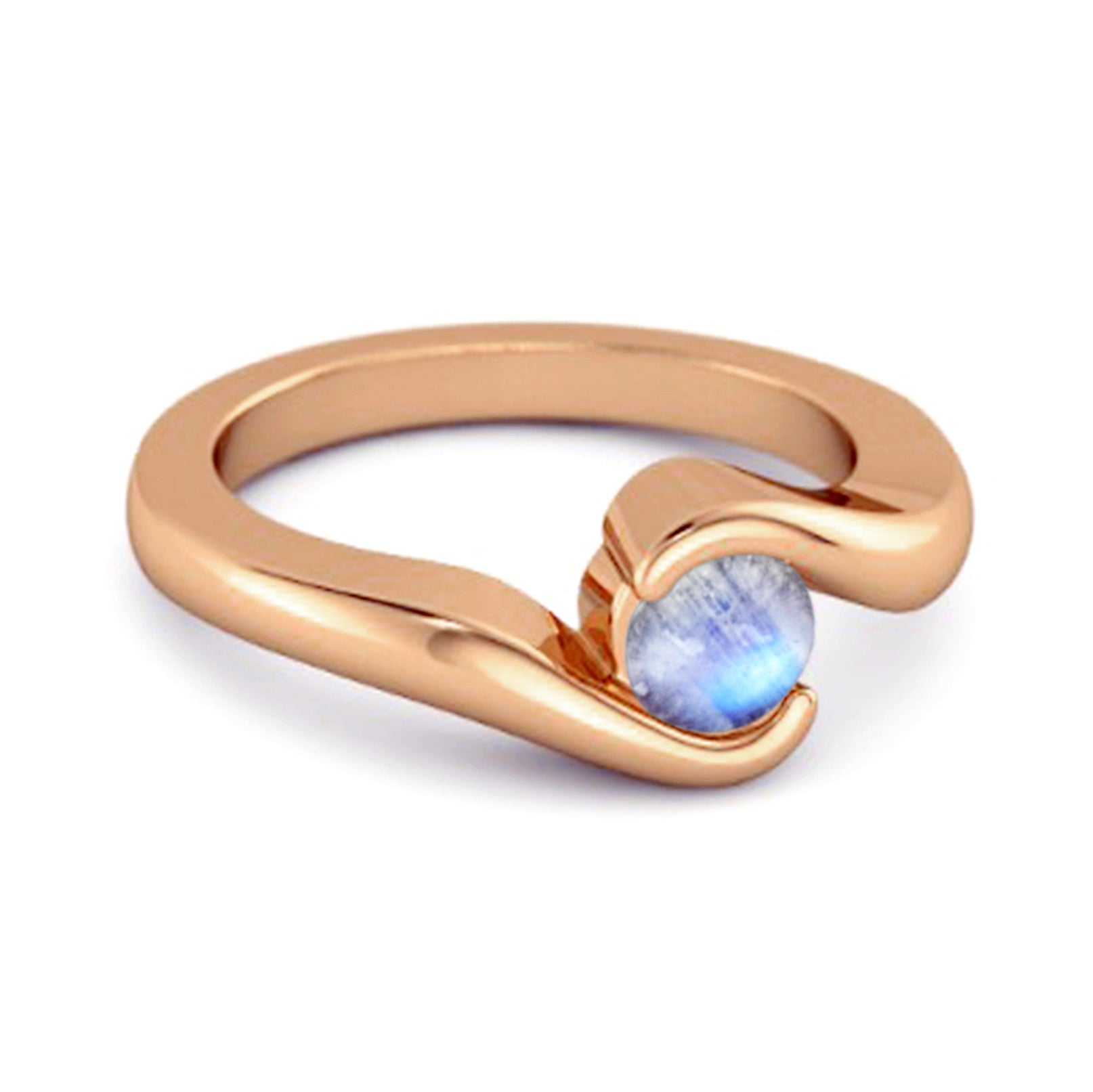 Moonstone Modern Bypass Band Ring - Sterling Silver