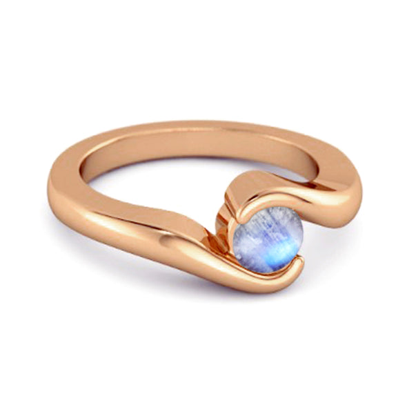 Ocean Wave 925 Sterling Silver 0.10 Ctw Moonstone Women Wedding Ring