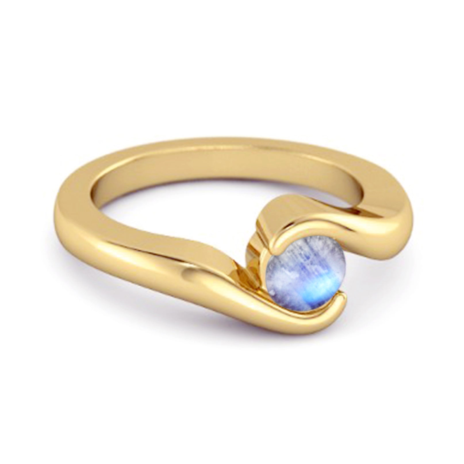Moonstone Modern Bypass Band Ring - Sterling Silver
