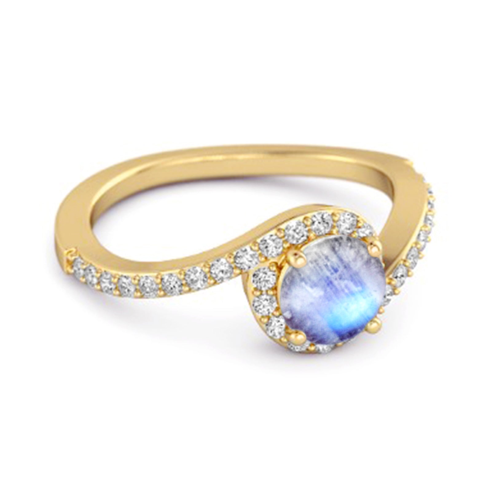Genuine 0.25 Ctw Moonstone 925 Sterling Silver Women Ring