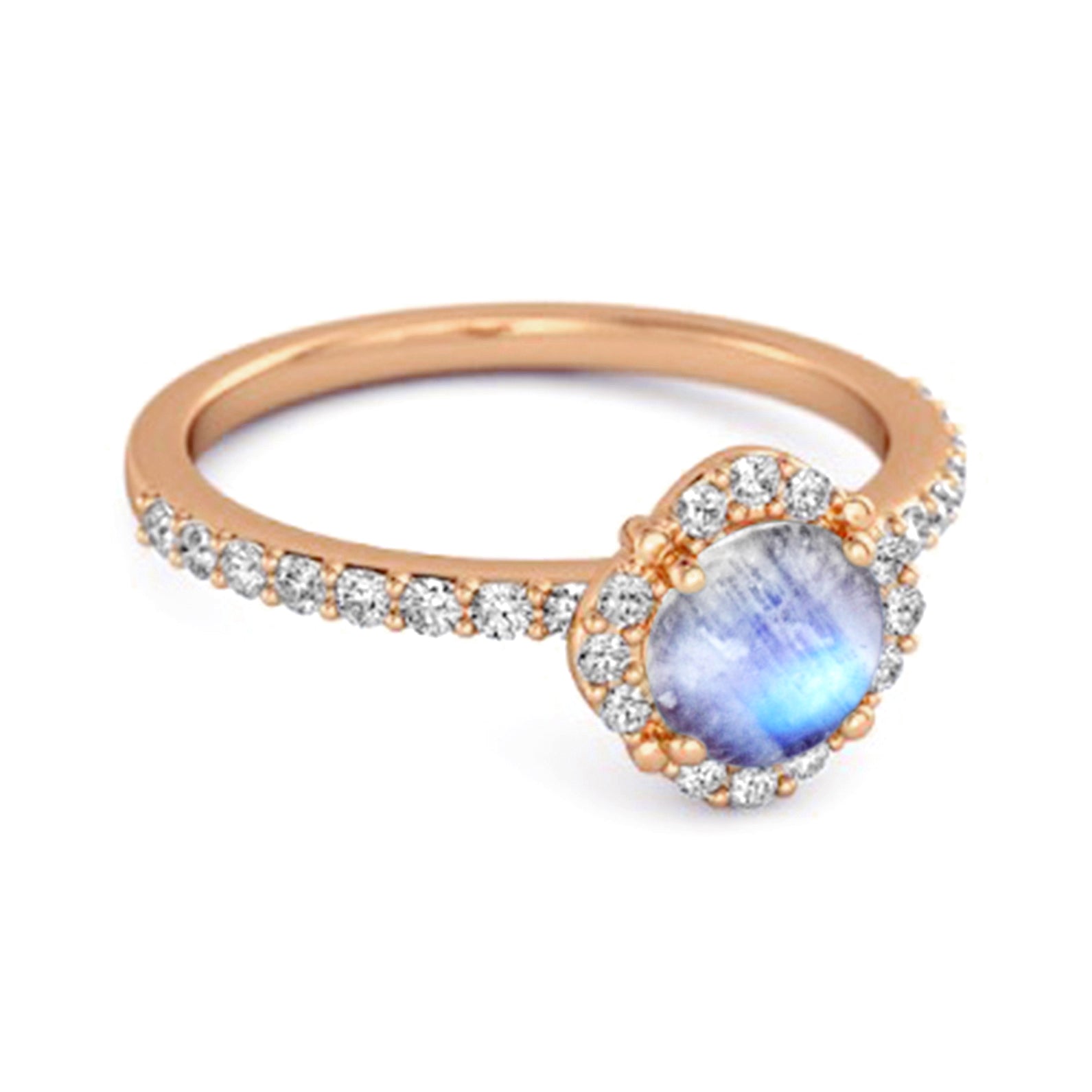 Moonstone Floral Halo Pavé Ring - Sterling Silver
