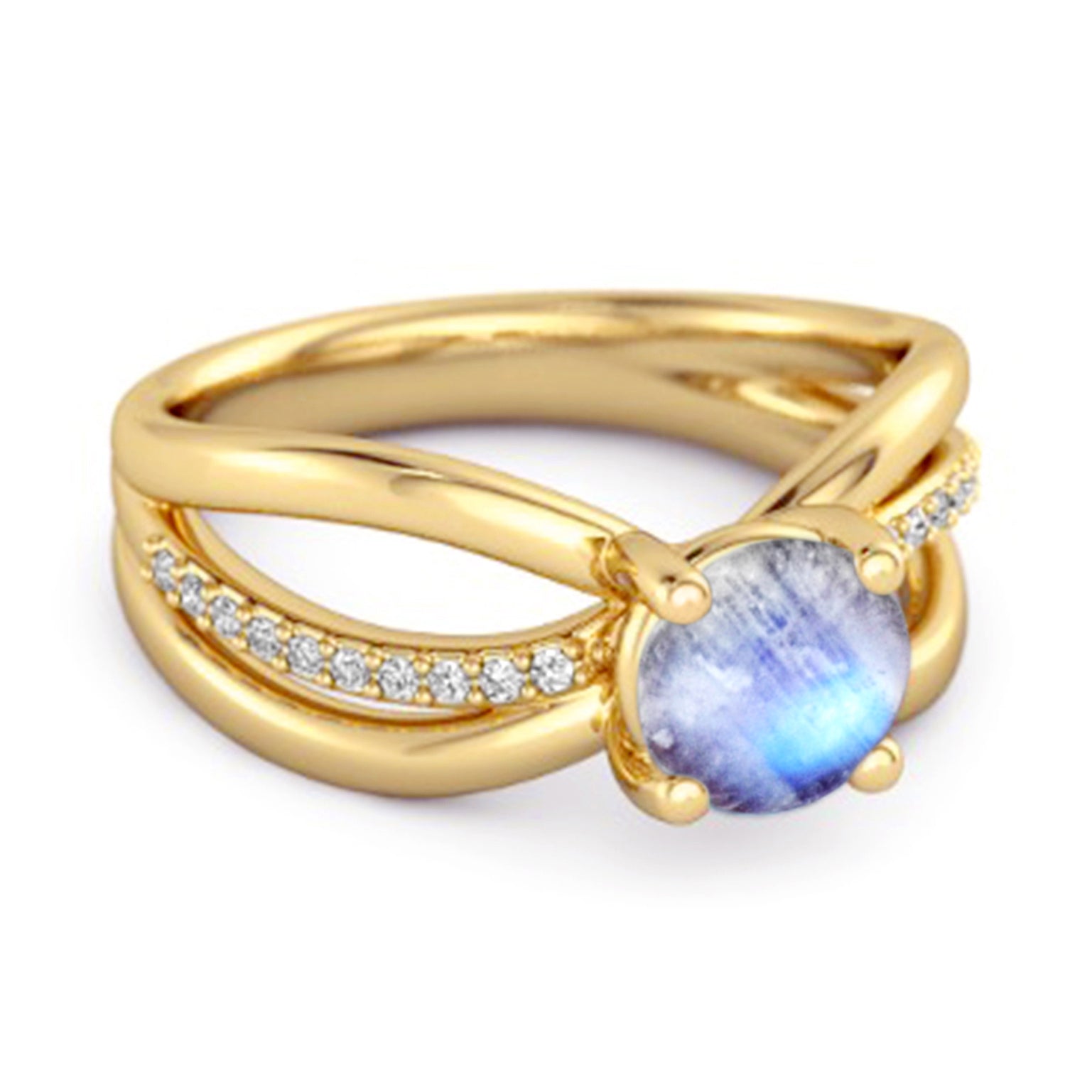 Moonstone Infinity Pavé Split Band Ring - Sterling Silver