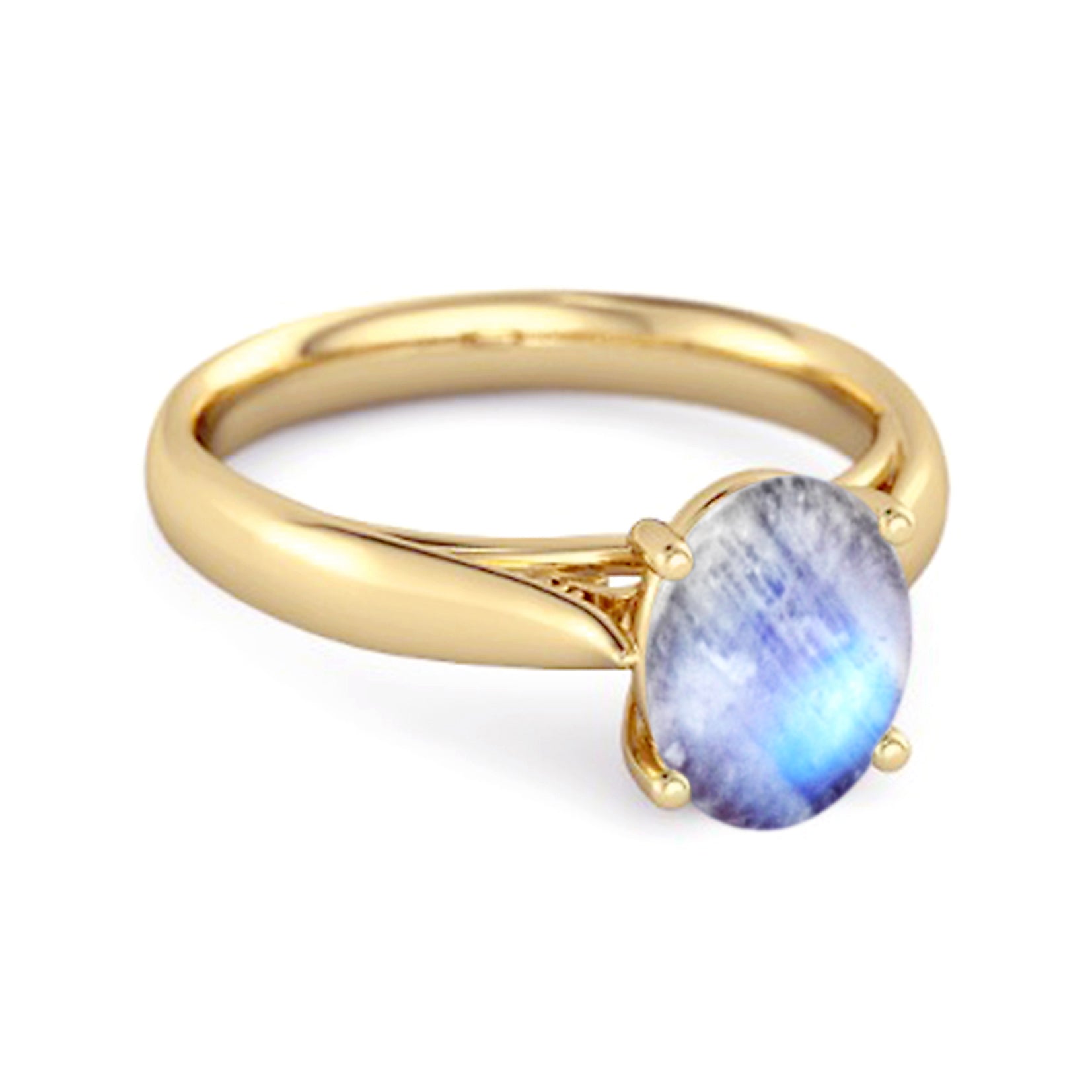 Moonstone Classic Solitaire Ring - Sterling Silver