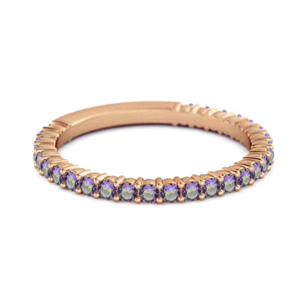 925 Silver Stacking 0.60 Ct Mystic Topaz Eternity Raquel Ring