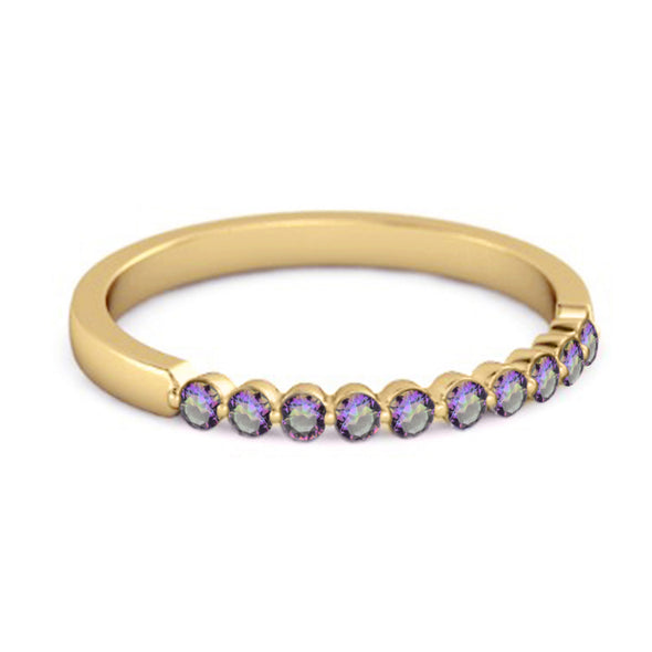 0.20 Ct Mystic Topaz Half Eternity Stacking Ring 925 Sterling Silver