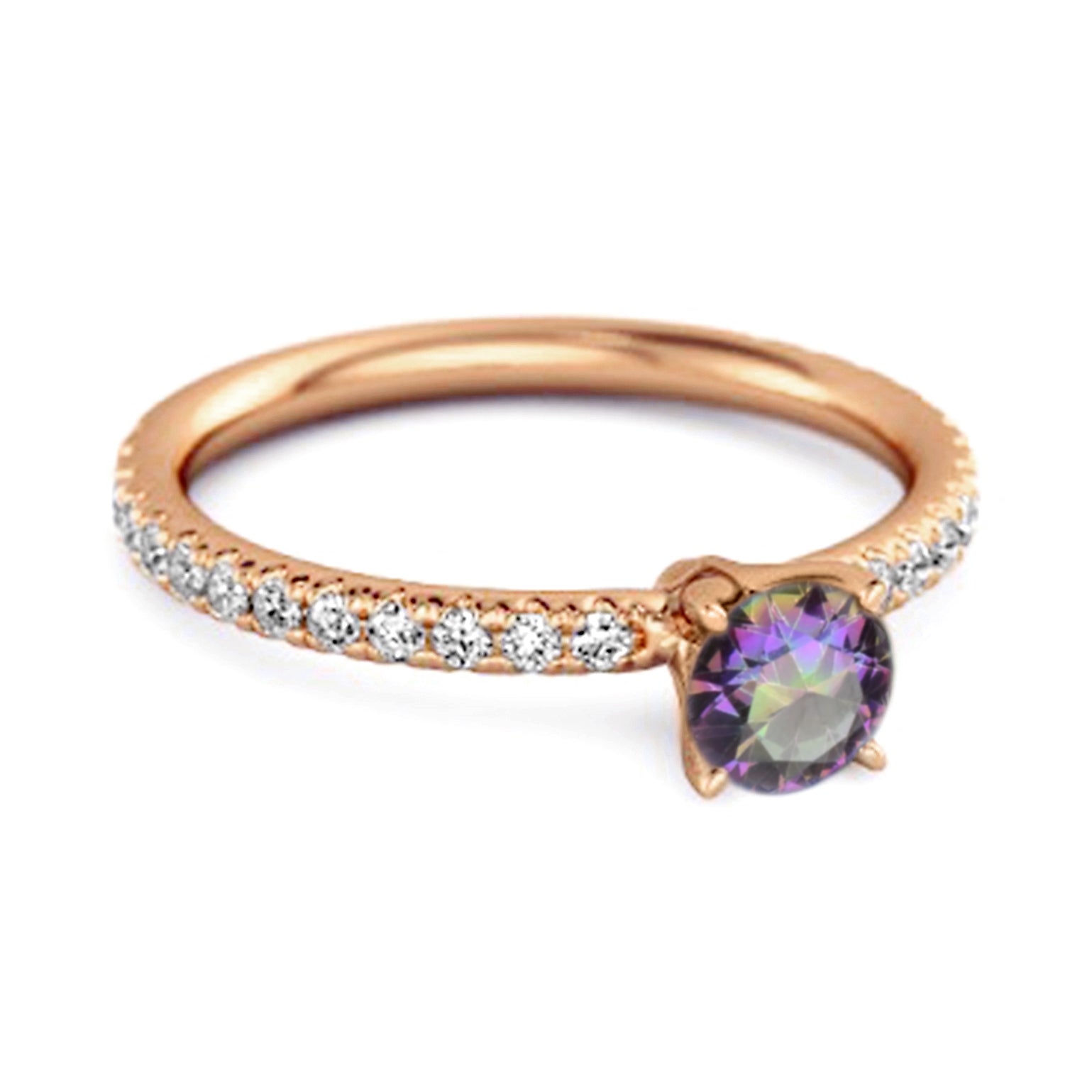 Mystic Topaz Round Soliatire Ring – Sterling Silver