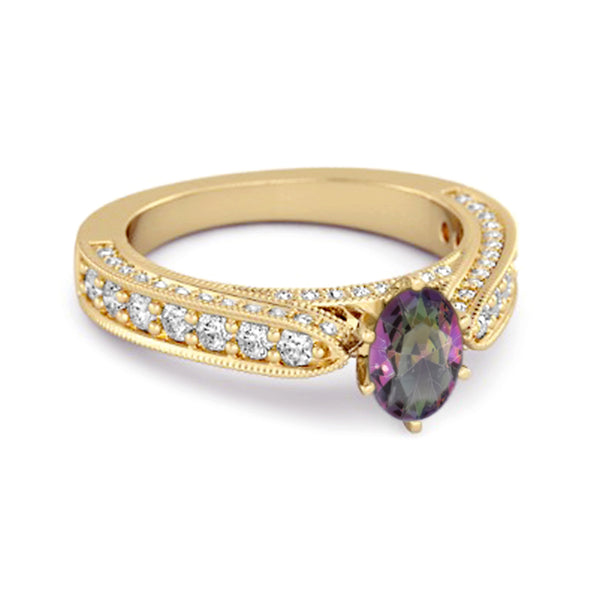 Accents 1.50 Ct Mystic Topaz Solitaire Ring In 925 Sterling Silver