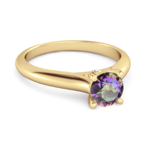 0.25 Ctw Mystic Topaz Solitaire 925 Silver Delaney Ring