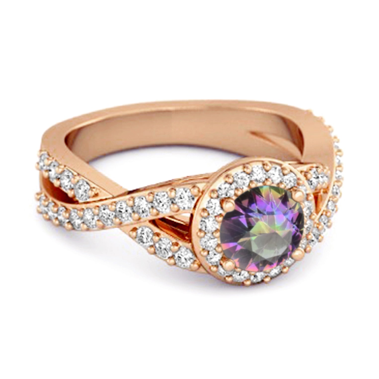 Mystic Topaz Halo Accents Ring – Sterling Silver