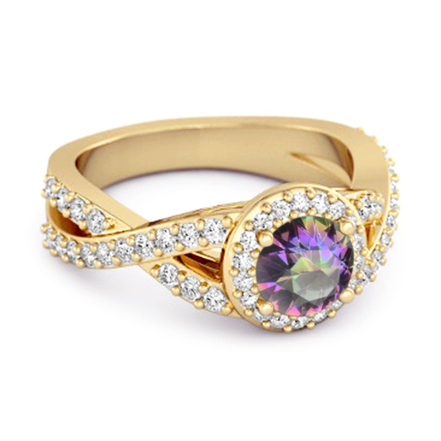 Mystic Topaz Halo Accents Ring – Sterling Silver