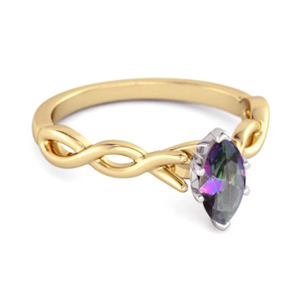 0.25 Ct Mystic Topaz 925 Silver January Birthstone Engagement Ring
