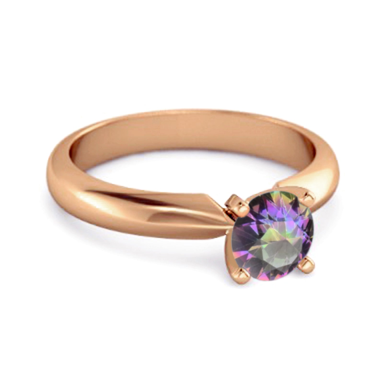 Anello con promessa in argento 925 con topazio mistico taglio brillante solitario da 0,25 ct