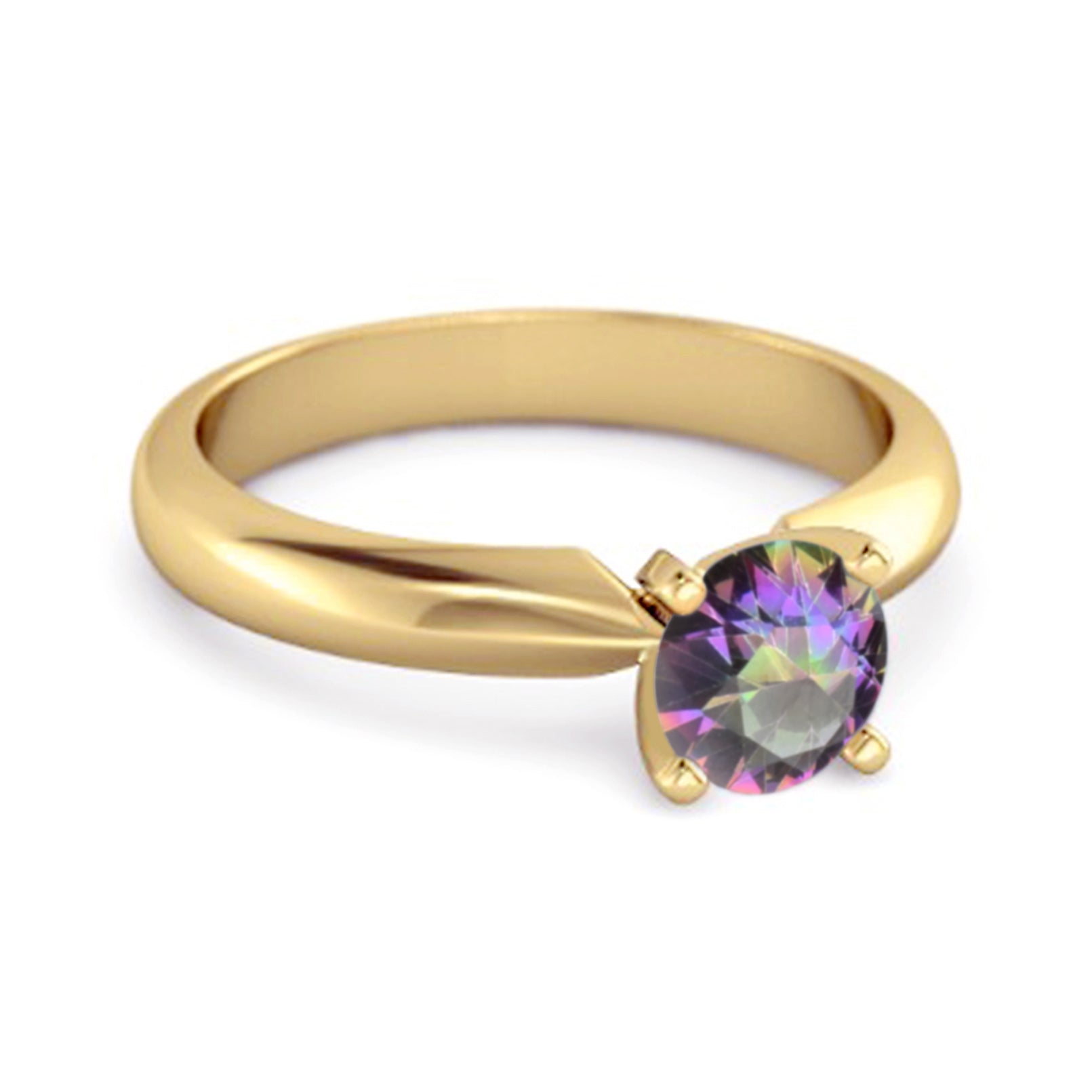 Anello con promessa in argento 925 con topazio mistico taglio brillante solitario da 0,25 ct