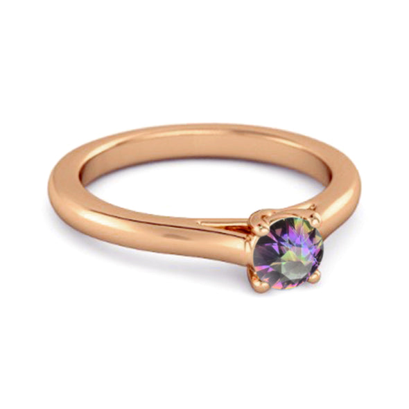 Solitaire Round Cut Mystic Topaz 925 Sterling Silver Promise Ring