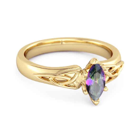 Celtic Mystic Topaz Ring 925 Sterling Silver Trinity Knot Band Ring