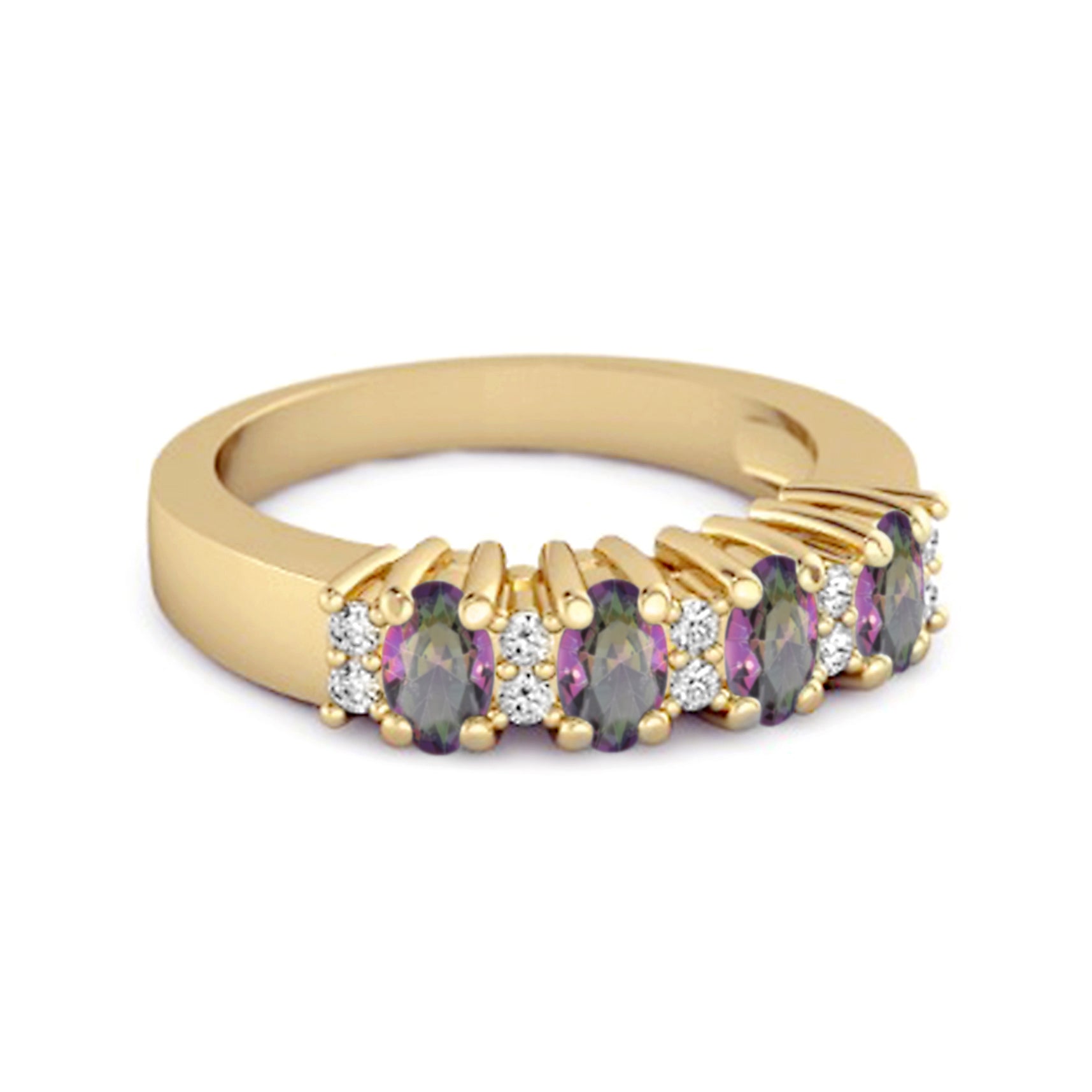 Mystic Topaz Oval Half Eternity Ring – Sterling Silver