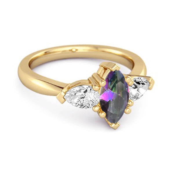 Solitaire 0.25 Ctw Marquise Cut Mystic Topaz 925 Sterling Silver Ring