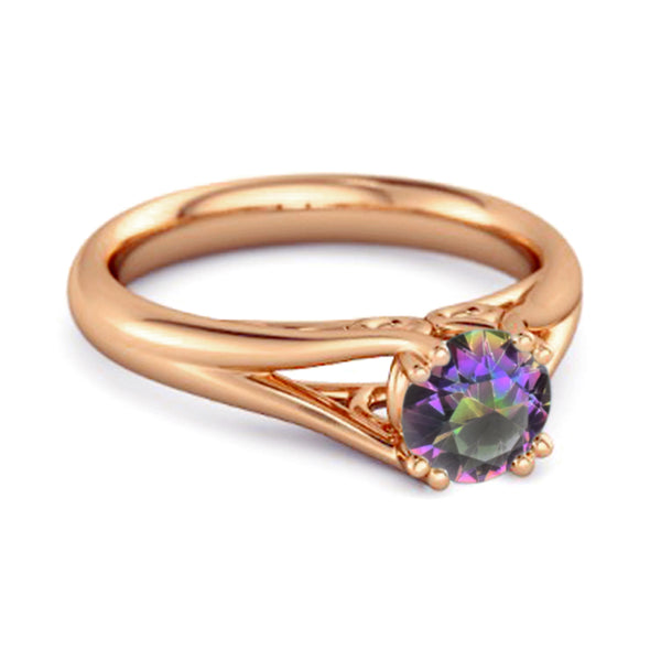 Solitaire 0.25 Ctw Round Mystic Topaz 925 Sterling Silver Split Ring