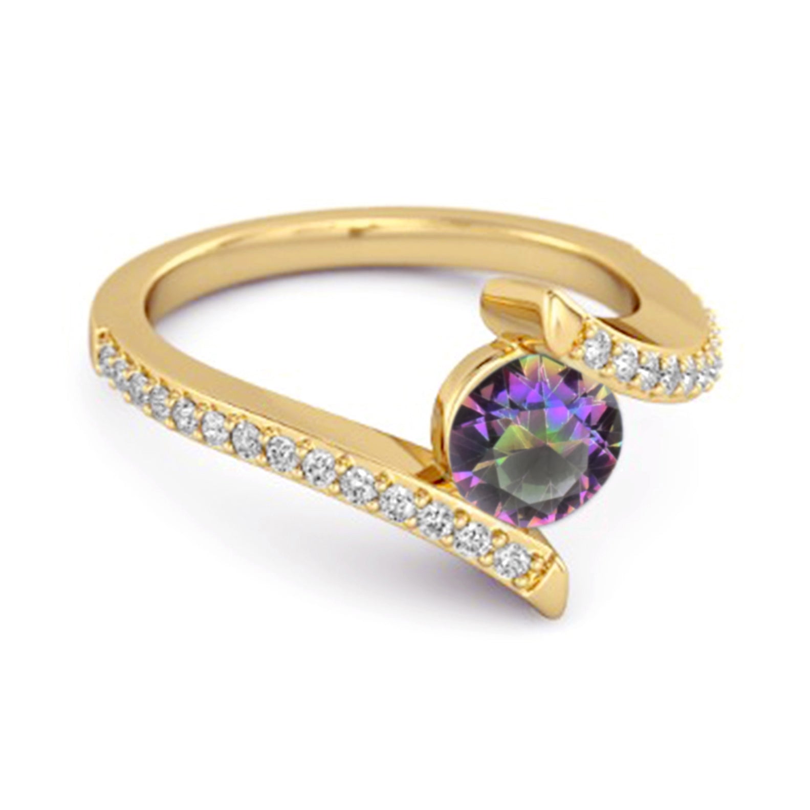 Anello da donna impilabile in argento sterling 925 con topazio mistico e anello per anniversario