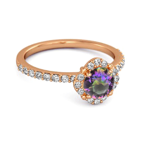 Mystic Topaz Solitaire Accents 925 Sterling Silver Friendship Ring