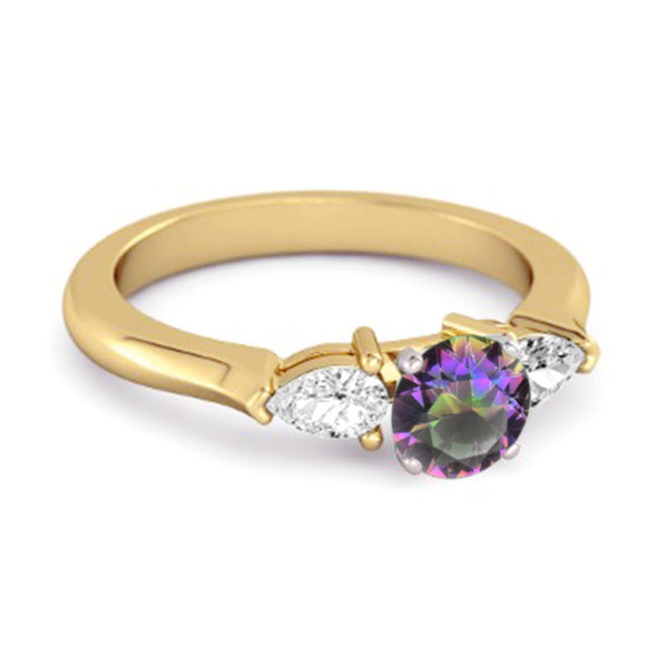 Mystic Topaz Simulated Diamond 925 Sterling Silver Women Love Ring