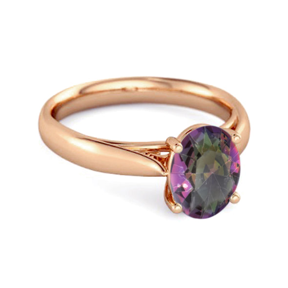 Single Stone 1.50 Ctw Mystic Topaz 925 Sterling Silver Stackable Ring