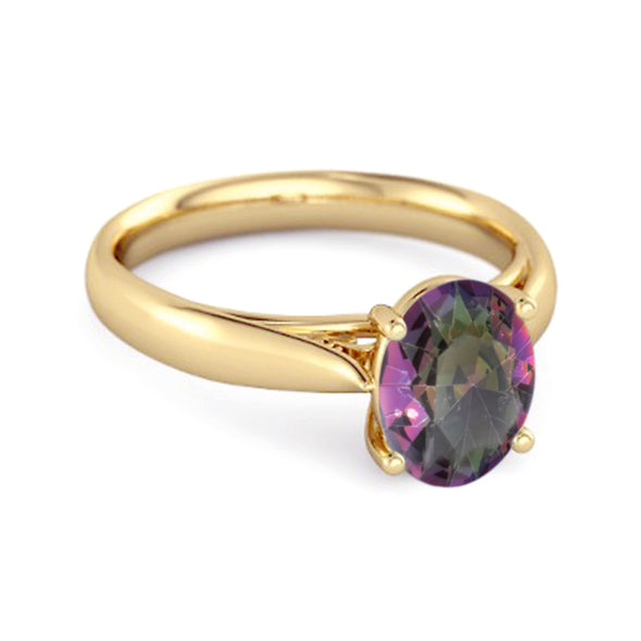 Single Stone 1.50 Ctw Mystic Topaz 925 Sterling Silver Stackable Ring