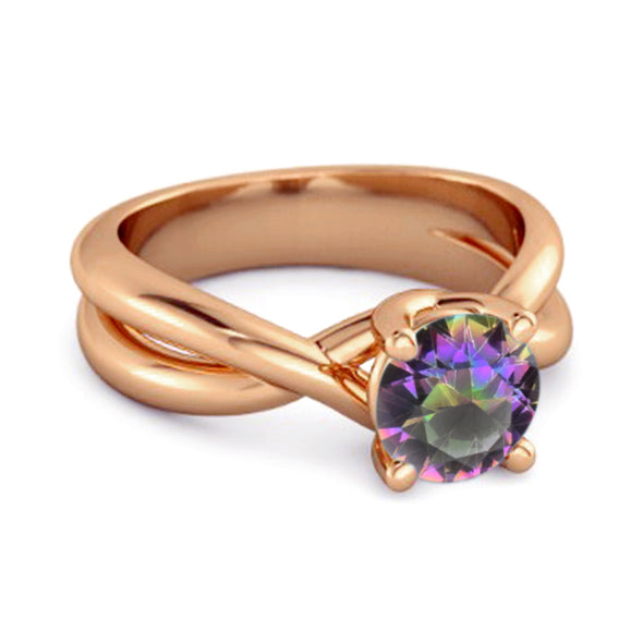 0.25 Ctw Round Cut Mystic Topaz 925 Sterling Silver Embrace Ring