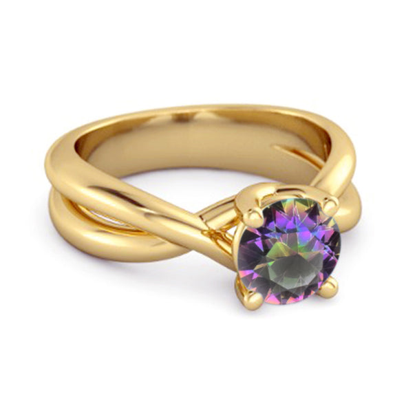 0.25 Ctw Round Cut Mystic Topaz 925 Sterling Silver Embrace Ring