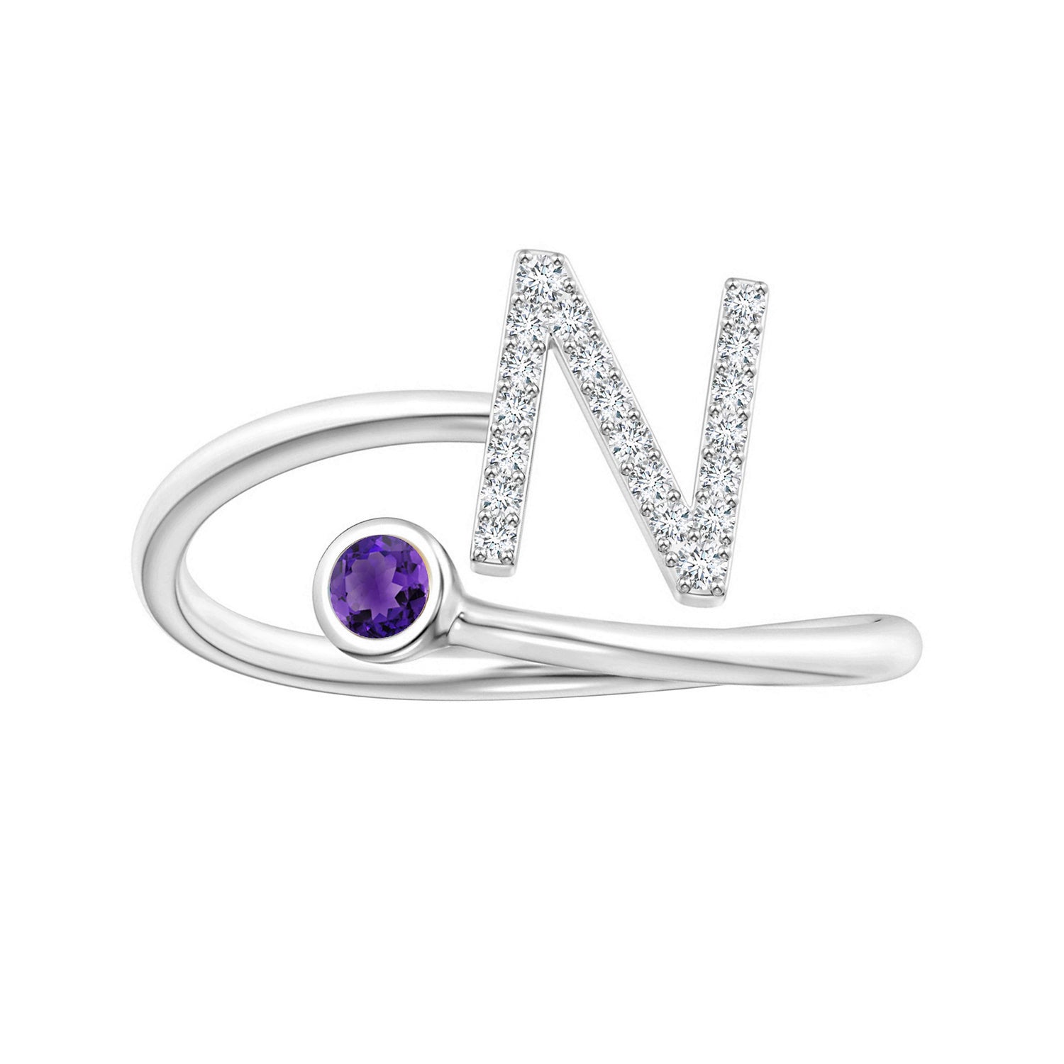 Initials Amethyst Alphabet Ring