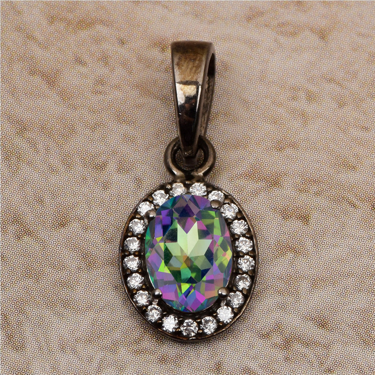 Black Plated Multi Choice Gemstone Pendant