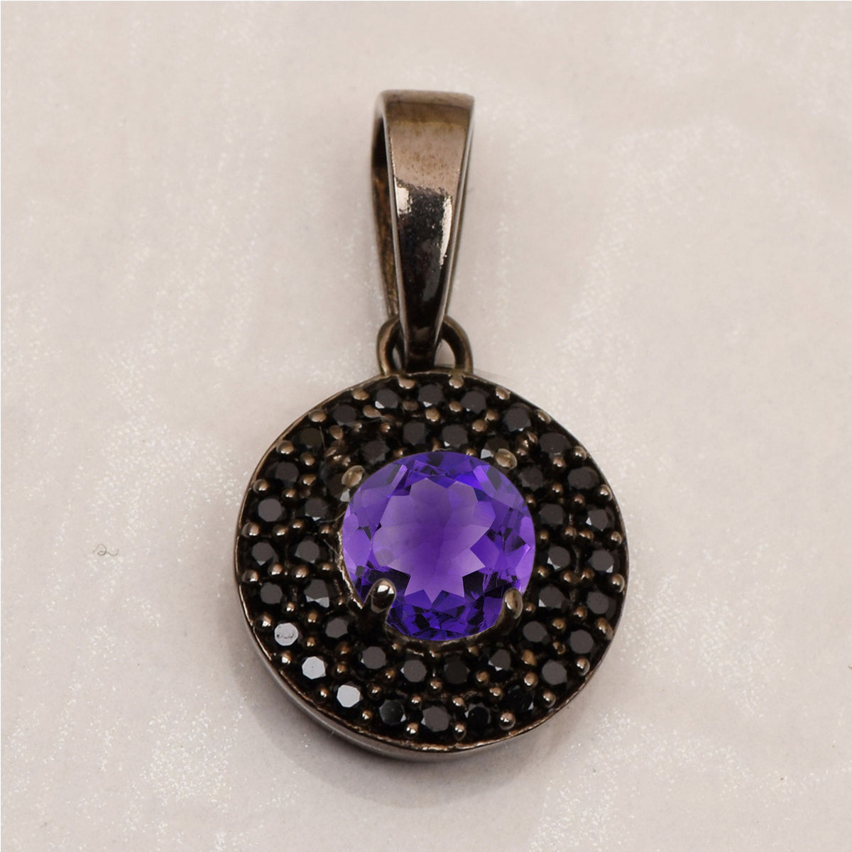 Round Disc Black Spinel Multi Choice Gemstone Pendant