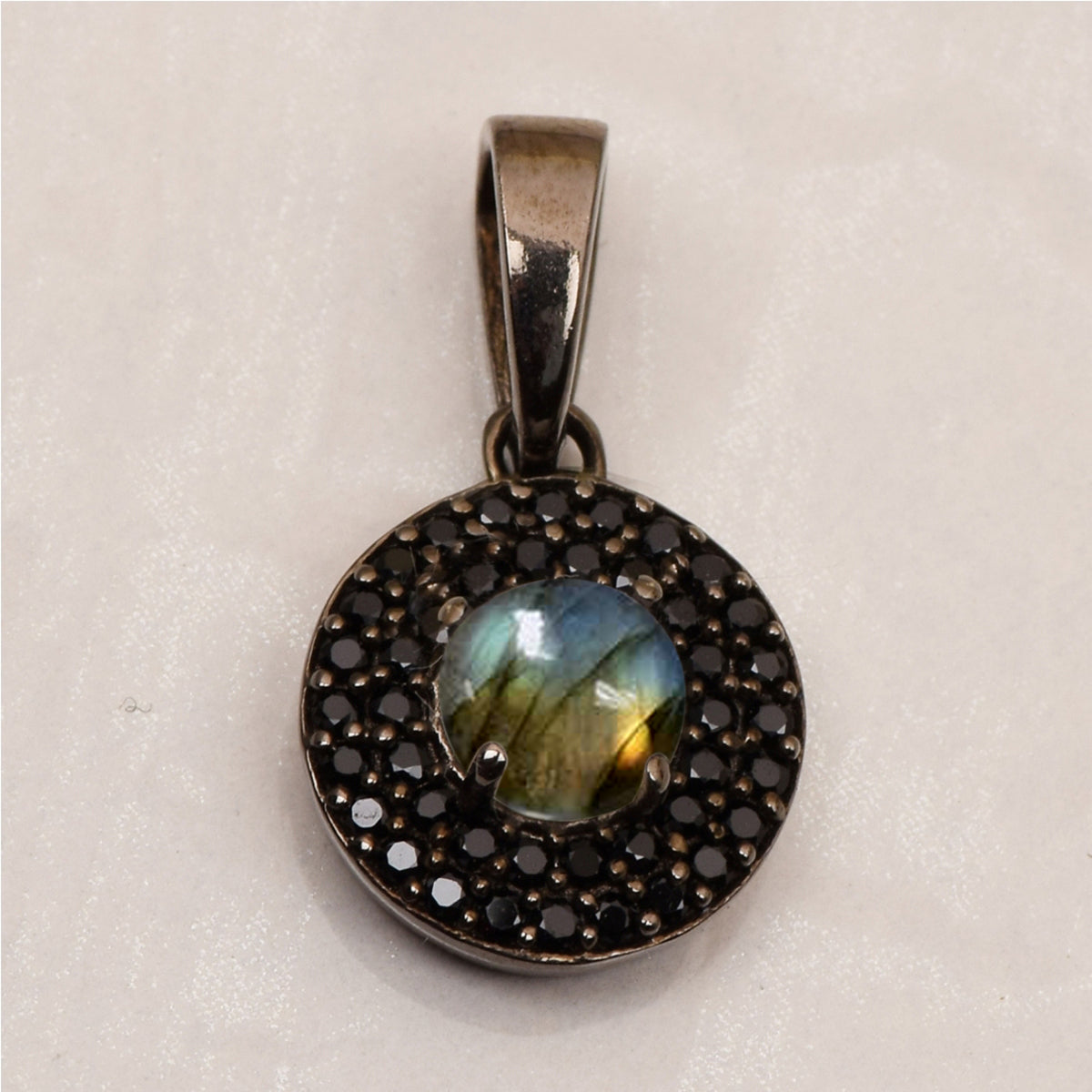 Round Disc Black Spinel Multi Choice Gemstone Pendant
