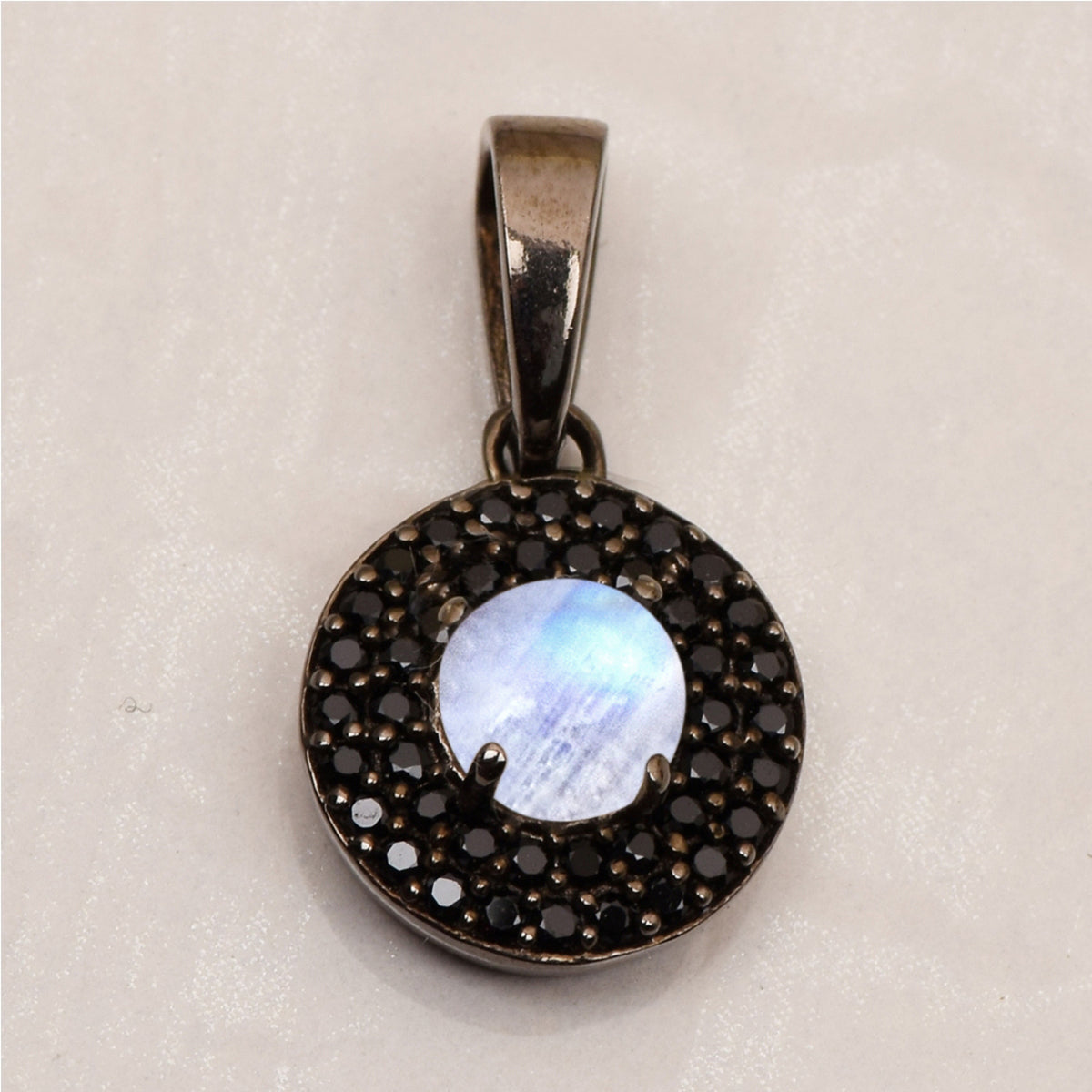 Round Disc Black Spinel Multi Choice Gemstone Pendant